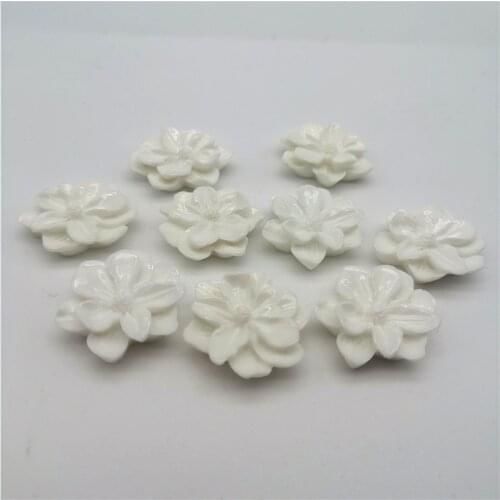 20pcs 25mm Resin White Flower Flatbacks DIY Crafts Embellishments Cabochon Wedding Decorations For Scrapbooking Cardmaking
