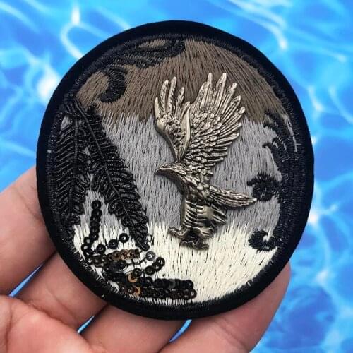 Off-white metal eagle Embroidered Patches Sew on Badge Dress Bag Jeans T Shirt DIY Appliques Craft Decoration