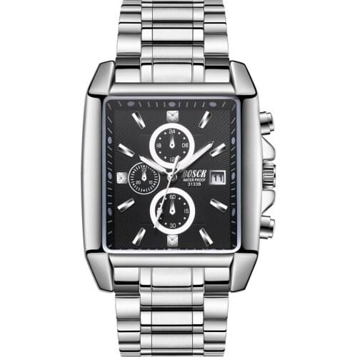 Sport Watch Men Quartz Analog Clock 3 Time Zone Sub-dials Design Big case Oversize Fashion Black Wrist Watches