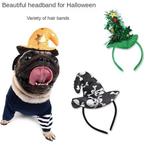 Pet Headwear Cartoon Animals Plush Headband Holiday For Pets Dog Cat Part Gift Headdress Halloween Headband Cosplay Funny Set