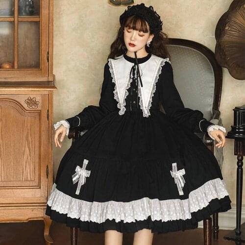 Holly Palace ~ Gothic Black Lolita Dress Pointed Collar Party Dress