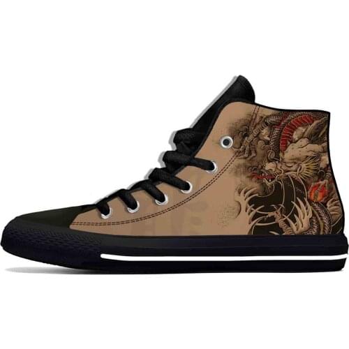 Japanese Tattoo dragon Art Anime Fashion Classic Casual Cloth Shoes High Top Lightweight Breathable 3D Print Men women Sneakers