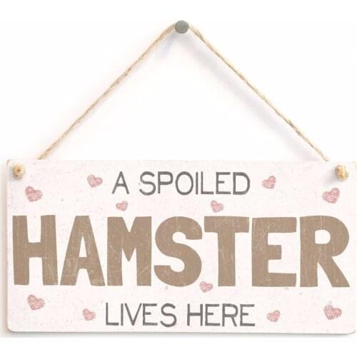 Meijiafei A Spoiled Hamster Lives Here - Pretty Shabby Chic Style Sign /Plaque 10"x5"