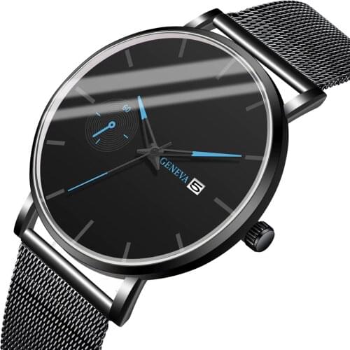 Fashion Watch Men Simple Mens Watches Minimalist Calendar Business Stainless Steel Mesh Band Sport Watch Relogio Masculino