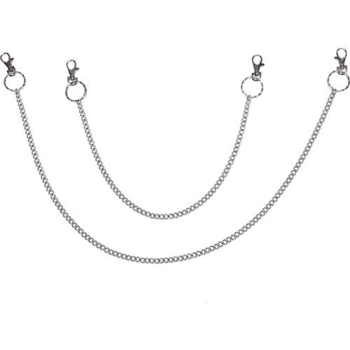 49cm/ 75cm Punk Fashion Men Jeans Punk Silver Metal Trousers Chains Hip-hop Trendy Belt Waist Chain Male Pants Chain