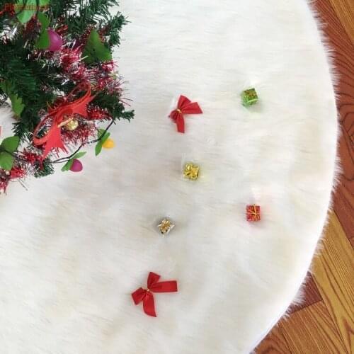 New Christmas Tree Decorations Pure White Plush Christmas Tree Skirt Cloth Base Floor Mat Cover Home Decorations Party Decors