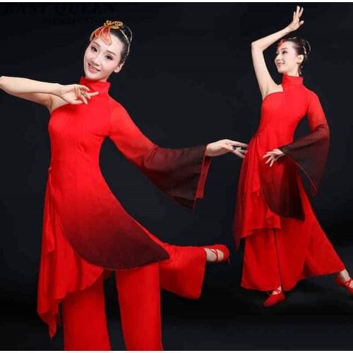 Stage dance wear Chinese folk dance costume clothing national ancient fan dance traditional Chinese dance costumes KK1964