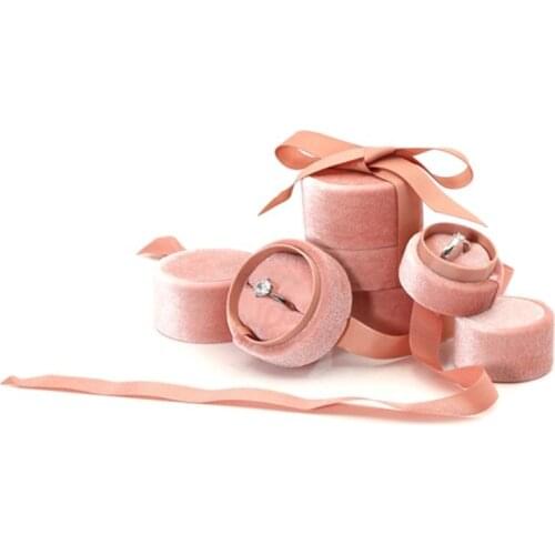 Creative Ribbon Pendant Necklace Jewelry Box Round Bowknot Wedding Engagement Ring Earrings Packaging Gift Display Case