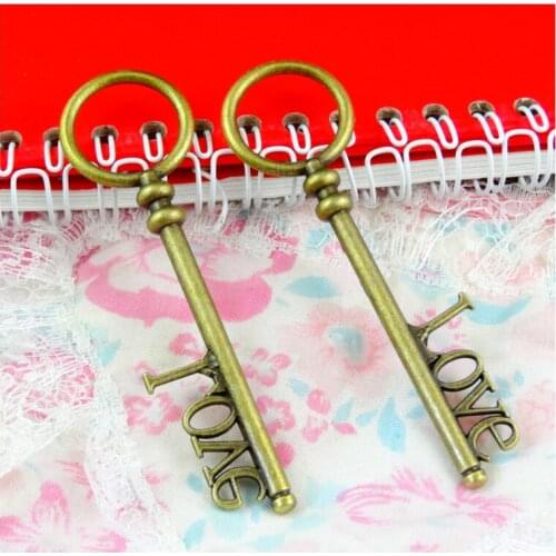 10pcs Charms Love Key 85*24MM Zinc Alloy Pendants Vintage Antique Bronze Plated DIY Handmade Jewelry