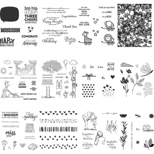 Flowers Happy Thanks Sentiments Love Borders Animal Toys Transparent Clear Stamp Cutting Die For DIY Scrapbooking Craft Card 20A