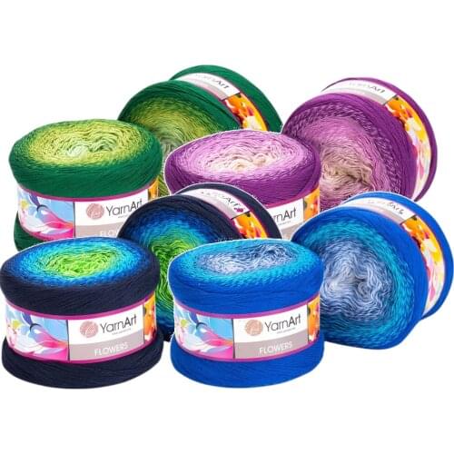 Yarnart Flowers Cake Yarn 250gr 1000meters Hand Knitting Crochet Fancy Gradient Rainbow Beanie Shawl Fantasy String Ombre Batik