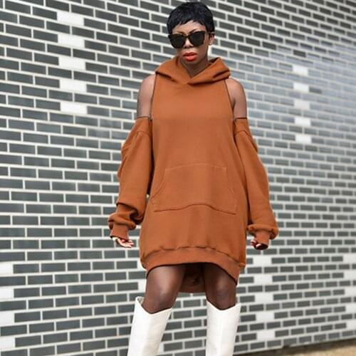 Plus Size Long Sleeve Sweatshirt Dress Women Pullover Zipper Hoodies Loose Casual Dresses Streetwear Mini Club Party Dress Woman