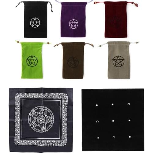 Luxury Tarot Card Bag / Wicca Table Cloth Set Embroidered with Drawstring