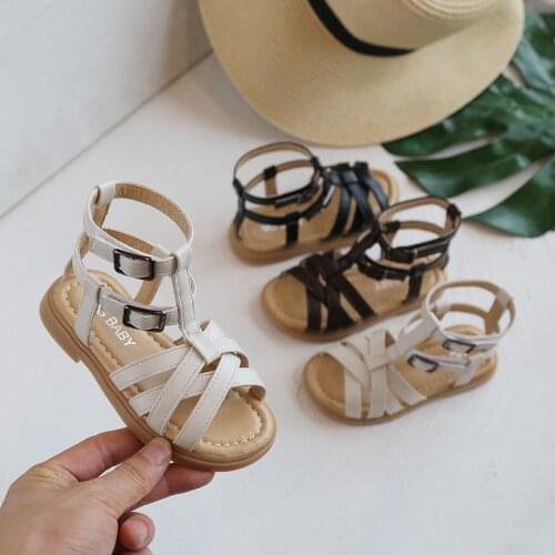 1-7 Year Children Girls Sandal 2021 Roman Style Summer Child Flats Shoe Baby Beach Kids Sandal For Little Girl Fashion Gladiator