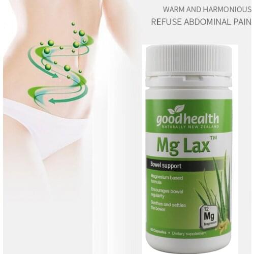 GoodHealth Mg Lax Bowel Elimination 60 Capsules Prebiotics Constipation Treatment Overnight Relief Stimulating Evacuation Vegan