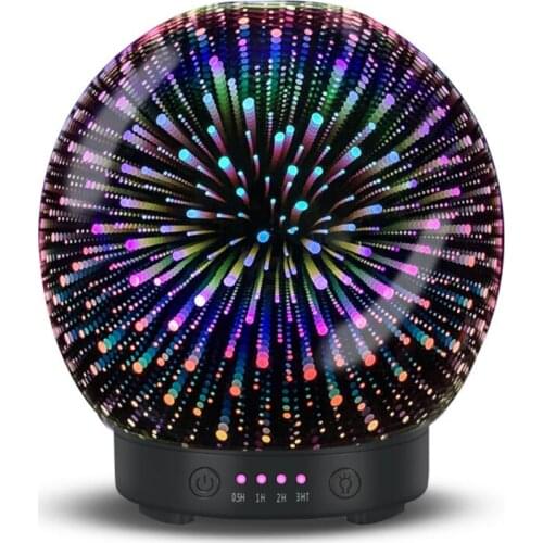 3D Glass Firework theme Aromatherapy Essential Oil Diffuser Newest Version Fragrance Humidifier with Colorlight