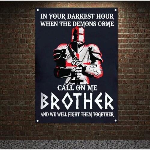 Order of the Temple Banners Flag Wall Art Vintage Crusaders Posters Canvas Painting Knights Templar Armor Wallpaper Home Decor