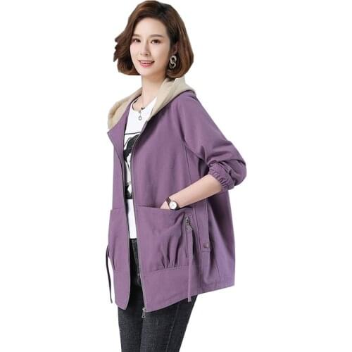 Women Trench Coat Spring Autumn Outwear Middle-aged Mother Overwear Female Loose Top plus Size Casual Coats Women Clothes R1021
