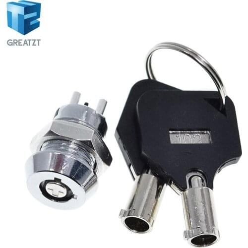 1PCS 12MM Stainless Steel Telephone Lock Electronic Lock Power Lock Key Switch S1201 Double Side Pull Out Type 0.5A250V AC 2Keys