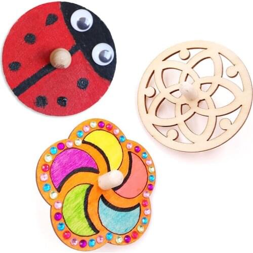 10PCS 8CM DIY Color Wooden Gyro Kids Happy Birthday Party Favor Souvenir Baby Shower Girl Boy Gift Party Supply