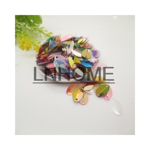 1000pcs 8*13mm Cup Oval Folded Sequins Horse Eyes Shape For Crafts Paillettes Wedding Sewing Accessories Mix AB Colors Spangles