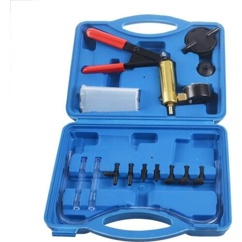 2 In 1 Brake Bleeder Kit Hand Held Vacuum Pump Test Set For Automotive With Sponge Protected Case,Adapters,One-Man Brake And Clu