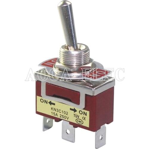 20PCS KN3C-102P 15A 250VAC ON-ON SPDT 3 Pin Medium Electrical Toggle Switch With PC Terminal