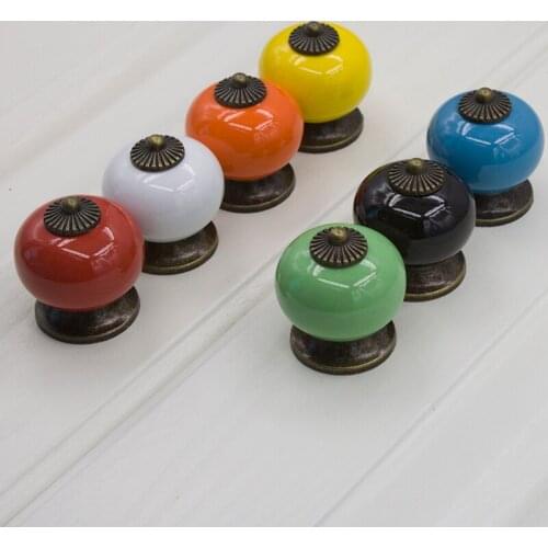 20 pcs Vintage Dot Round Ceramics Drawer Knob Door Cabinet Cupboard Kitchen Pull Handle Home Furniture