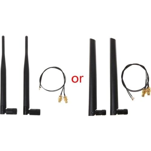 2x 6dBi 2.4GHz 5GHz Dual Band WiFi Router Network Card RP-SMA Antenna 2 x U.fl IPEX Cable N8S5