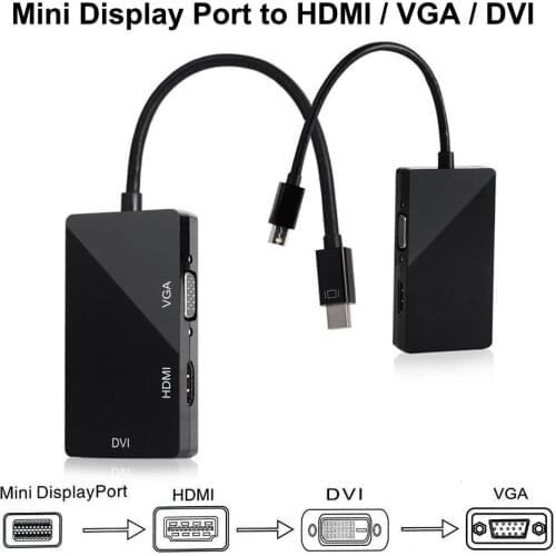 3-in-1 Mini Display Port to HDMI DVI VGA Patch Cord DP to HDMI PC Female Converter Adapter Cable for MacBook Air Pro Mini DP MDP
