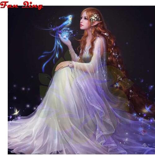 5d Diamond Embroidery girl hummingbird elf Fantasy Fairy diy diamond painting mosaic cross stitch Mosaic rhinestones pictures