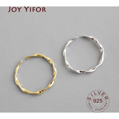 925 Sterling Silver Open Ring INS Cold & Cool Minimalist Face Finger Ring For Women Statement Adjustable Thin Ring