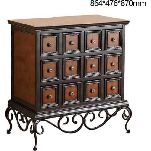 American Style Furniture Three-drawer Porch Cabinet Pastoral Country Storage Cabinet Multi-function Hall Cabinet