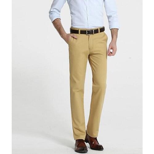 Summer Style mens business casual dress pants young men cotton thin breathable long trousers loose straight flat suit pants