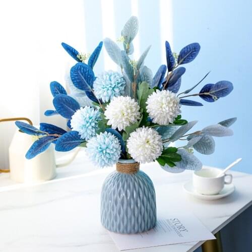Eucalyptus Flower Bouquet Decoration Ball Chrysanthemum Silk Plastic Mixed Bouquet Family Wedding Decoration Living Room Layout