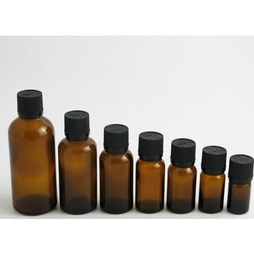 200 x 5ml 10ml 15ml 20ml 30ml 50ml 100ml amber glass essential oil bottle with tamper evident cap essentia oil container