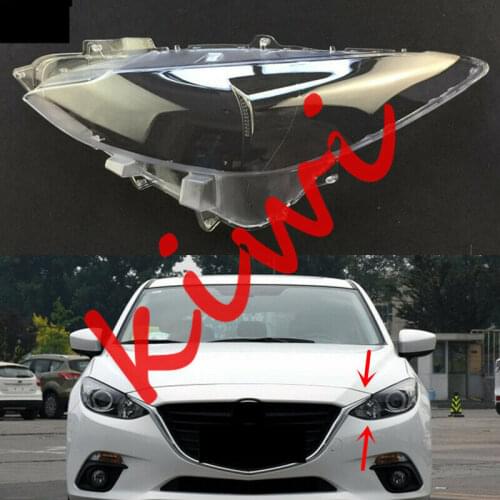 For Mazda3 Axela 2014 2015 2016 High quality Left Side transparent Headlight Cover + Glue Replace 1pcs