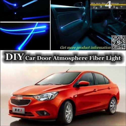 For Chevrolet Sail interior Ambient Light Tuning Atmosphere Fiber Optic Band Lights Inside Door Panel illumination For Tuning