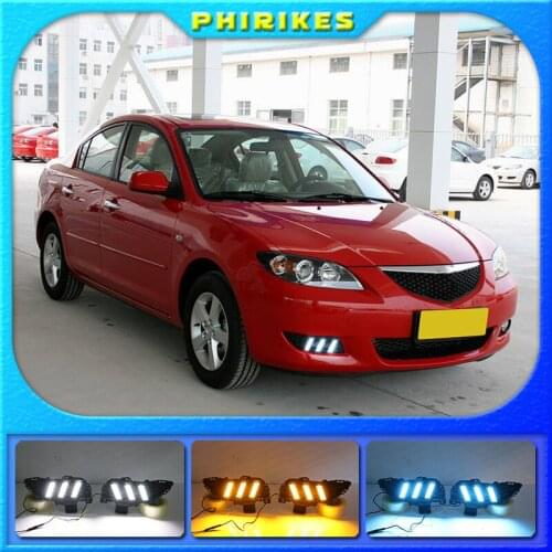 2 Pcs DRL For Mazda 3 Mazda3 Axela 2006-2009 LED DRL Daytime Running Lights with turn signal Fog light cover