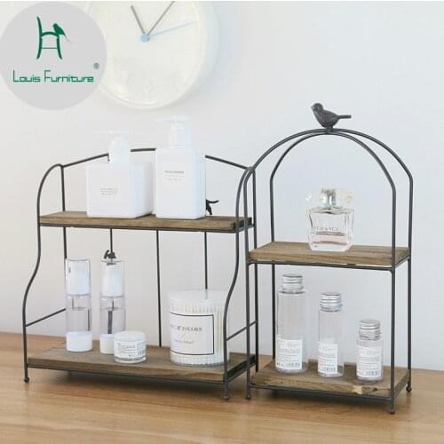 Louis Fashion Scandinavianiron Art Cosmetics Shelf Desktop Folding Double Dressing Table