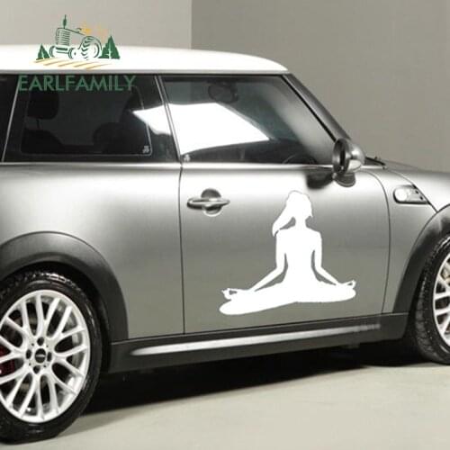 EARLFAMILY 2x Namaste Yoga Beautiful Girl Listening To Natures Call Classical Car Stickers RV SUV Door Side Vinyl Decal