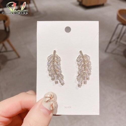 Elegant Leaf Earrings AAA Zircon Luxury Bridal Brides Wedding Party Fashion Jewelry Statement S925 Pin Wholesale High Quality