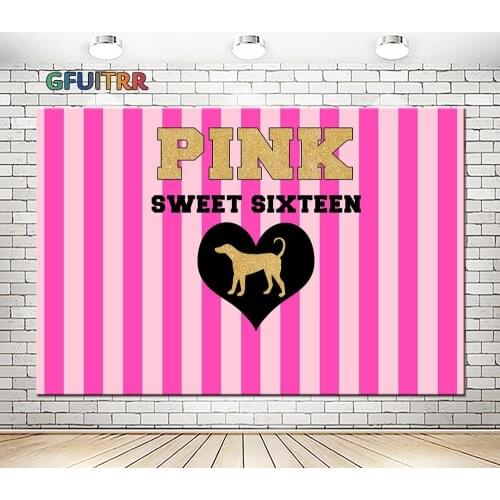 GFUITRR Pink Sweet Secret Photography Backdrop Girl Birthday Party Background Golden Dropshipping Polyester Vinyl Booth Props