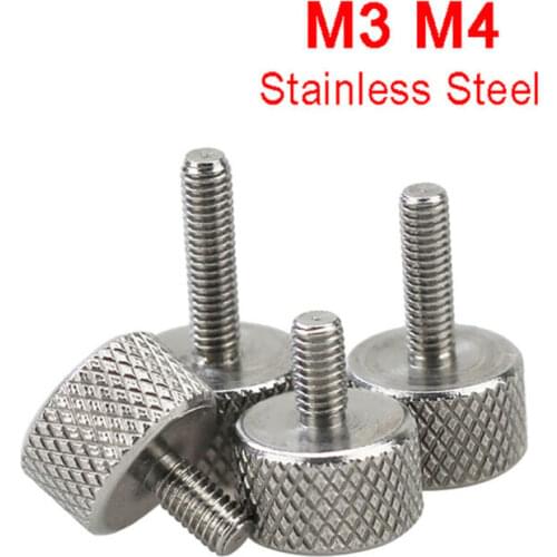 1Pcs Stainless Steel M3 M4 Cylinder Head Knurled Thumb Screws Hand Grip Knob Machine Screw Bolts PC Case