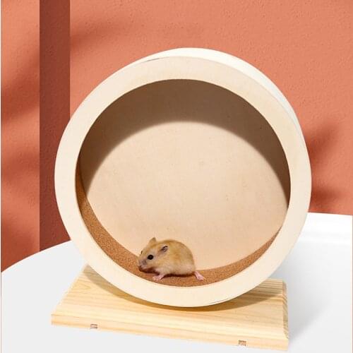 Hamster Running Wooden Wheel Toy Silent Rotatory Jogging Wheel Pet Sports Wheel Toys For Rat Gerbil Mice