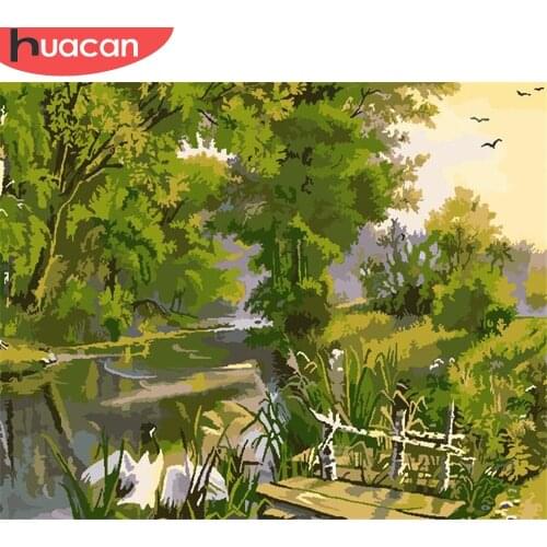 HUACAN Paint By Number Nature Drawing On Canvas Hand Painted Painting Art Gift DIY Pictures By Numbers River Kits Home Decor