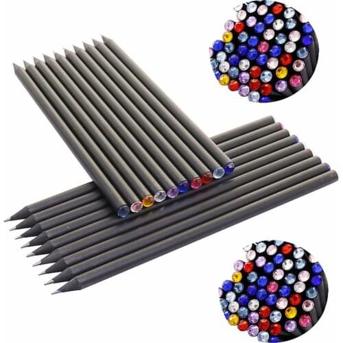 10 pcs HB Diamond Color Pencil Black Refill Stationery Supplies Drawing Supplies Cute Wooden Pencil Wholesale