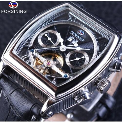 Forsining Multifunction Retro Series Rectangle Dial Luminous Hands Business Design Men Automatic Wrist Watches Top Brand Luxury