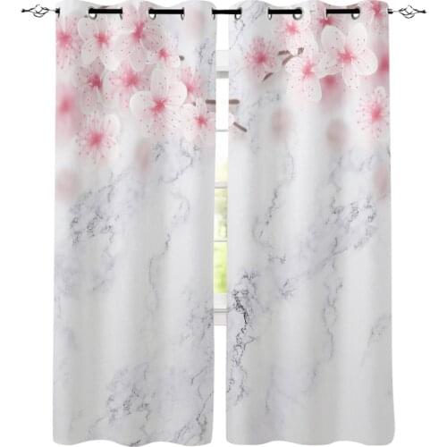 Marble Peach Pink Printed Window Curtains Living Room Bedroom Curtains Polyester Cloth Home Decor