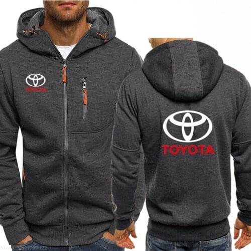 2021 Trend Mens Zipper Hoodie Toyota Car Logo Print Sweatshirt Fashion Jackets Autumn Winter Long-sleeved Hooded Coats Man Hoody